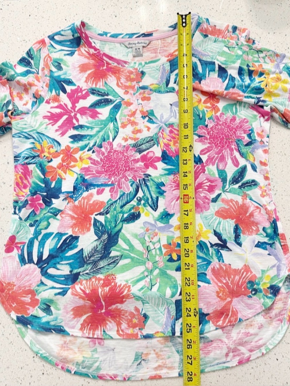 Tommy Bahama Top Medium Tropical Floral Cotton 3/4 Sleeve Resort Beach - Picture 7 of 8